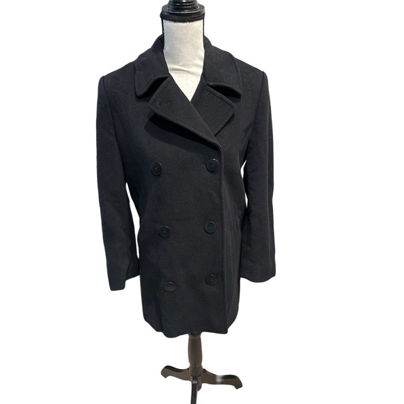 Women’s L.L. Bean Black Pea Coat. Size 6 Petite - Picture 1 of 3